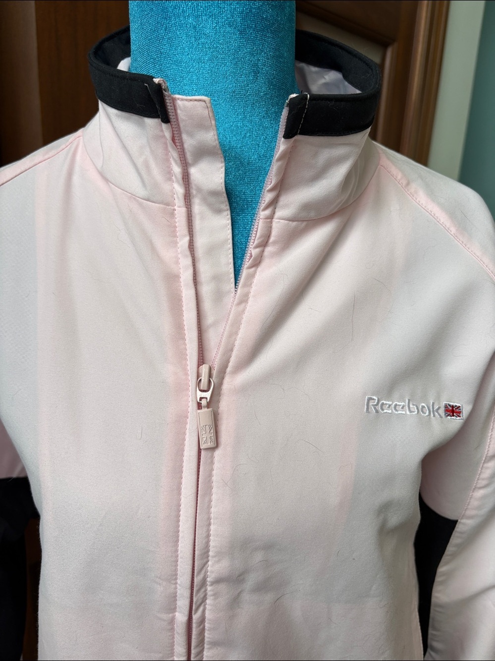 Reebok Vintage jacket full zip front Light Pink / black Lightweight Athletic - Picture 2 of 14